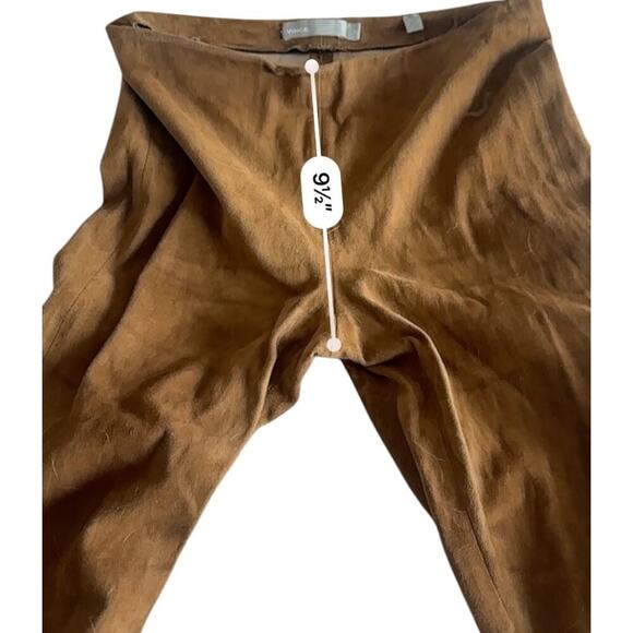 Vince Chocolate Brown Suede Pants Women’s Stretchy Elastic Waist 100% Leather - Picture 10 of 12